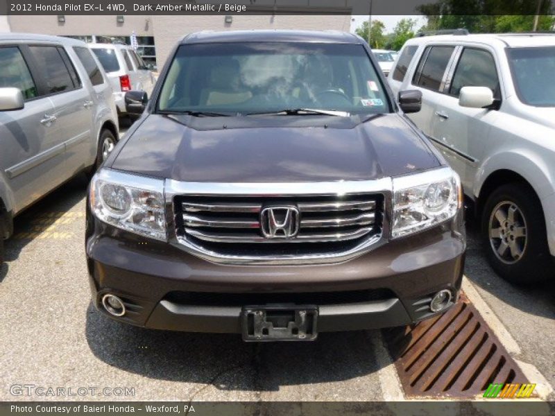 Dark Amber Metallic / Beige 2012 Honda Pilot EX-L 4WD