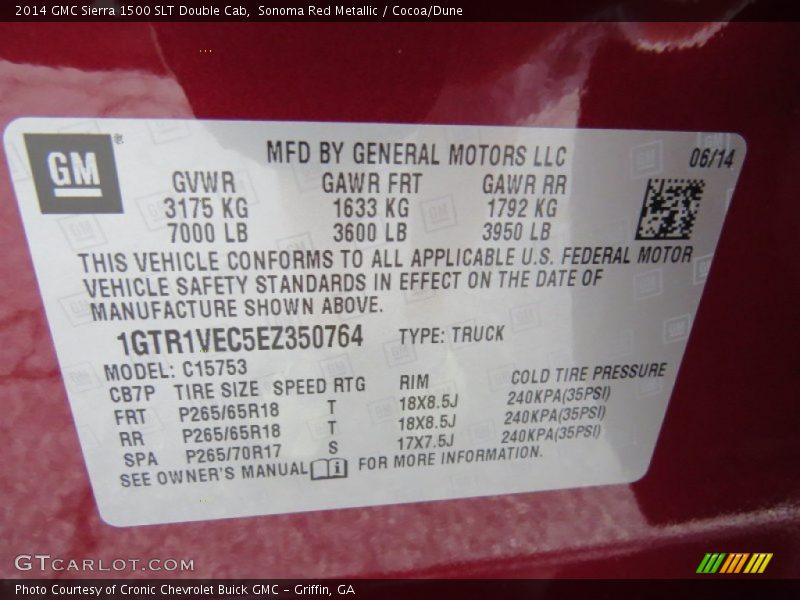 Sonoma Red Metallic / Cocoa/Dune 2014 GMC Sierra 1500 SLT Double Cab
