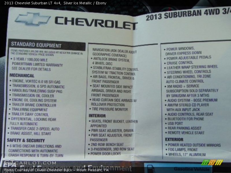 Silver Ice Metallic / Ebony 2013 Chevrolet Suburban LT 4x4