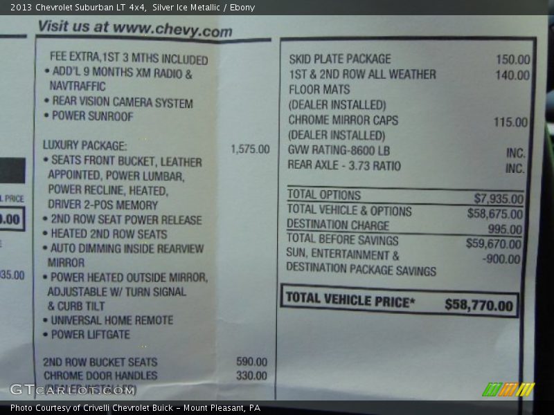 Silver Ice Metallic / Ebony 2013 Chevrolet Suburban LT 4x4