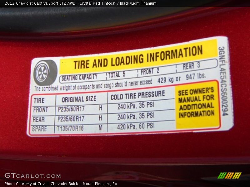 Crystal Red Tintcoat / Black/Light Titanium 2012 Chevrolet Captiva Sport LTZ AWD