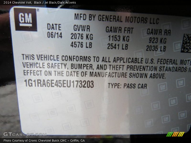 Black / Jet Black/Dark Accents 2014 Chevrolet Volt