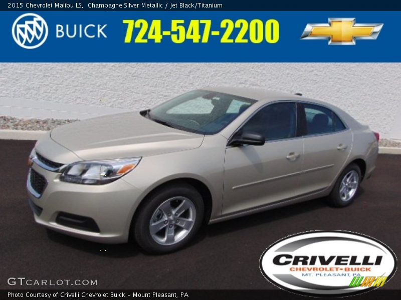 Champagne Silver Metallic / Jet Black/Titanium 2015 Chevrolet Malibu LS