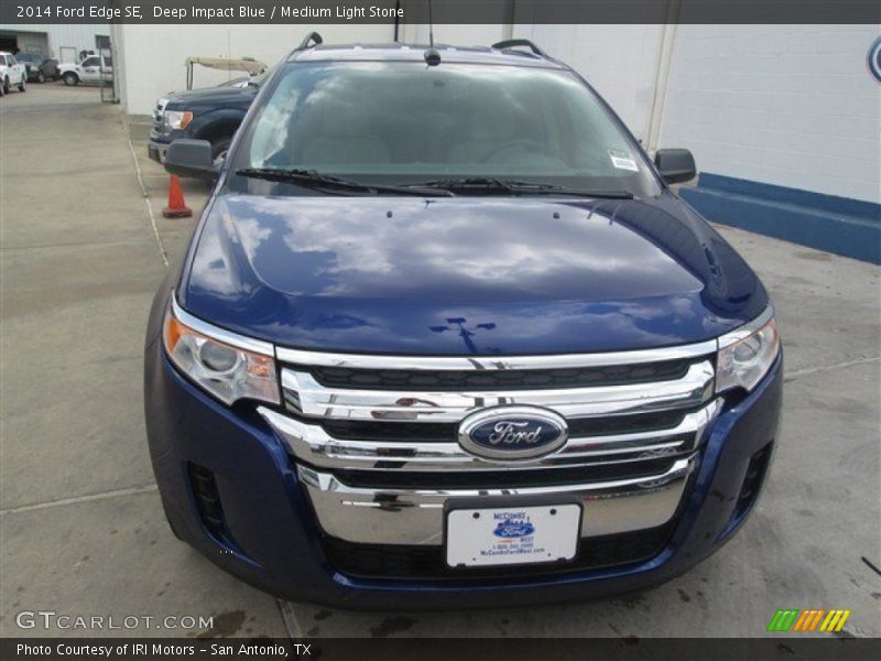 Deep Impact Blue / Medium Light Stone 2014 Ford Edge SE