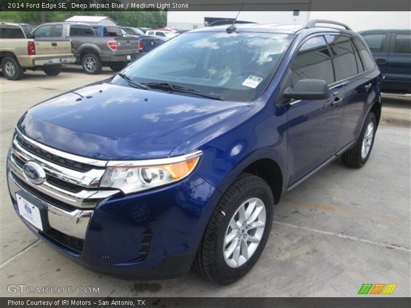 Deep Impact Blue / Medium Light Stone 2014 Ford Edge SE