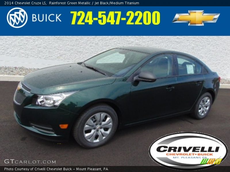 Rainforest Green Metallic / Jet Black/Medium Titanium 2014 Chevrolet Cruze LS