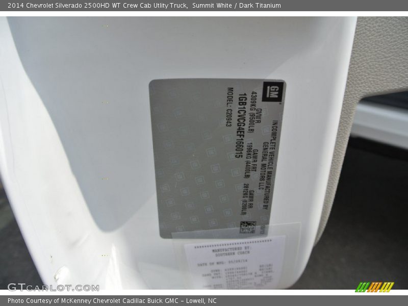 Summit White / Dark Titanium 2014 Chevrolet Silverado 2500HD WT Crew Cab Utlity Truck