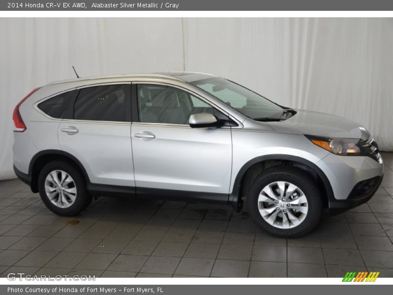 Alabaster Silver Metallic / Gray 2014 Honda CR-V EX AWD