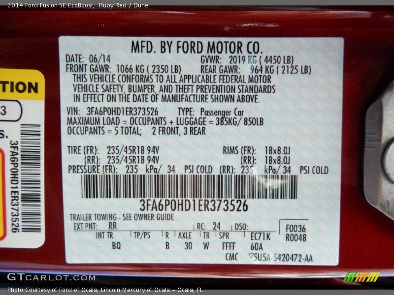 Ruby Red / Dune 2014 Ford Fusion SE EcoBoost