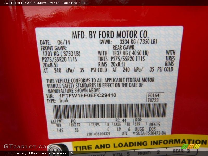 Race Red / Black 2014 Ford F150 STX SuperCrew 4x4