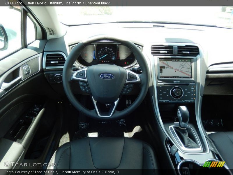 Ice Storm / Charcoal Black 2014 Ford Fusion Hybrid Titanium
