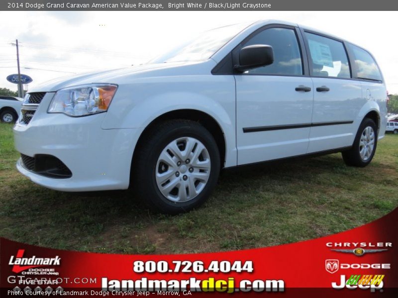 Bright White / Black/Light Graystone 2014 Dodge Grand Caravan American Value Package