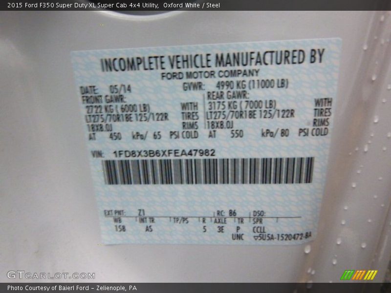 Oxford White / Steel 2015 Ford F350 Super Duty XL Super Cab 4x4 Utility