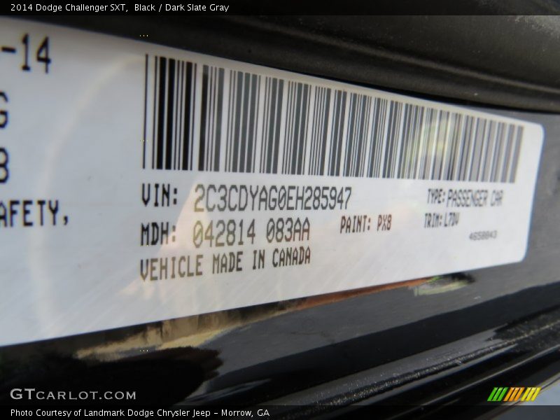 Black / Dark Slate Gray 2014 Dodge Challenger SXT