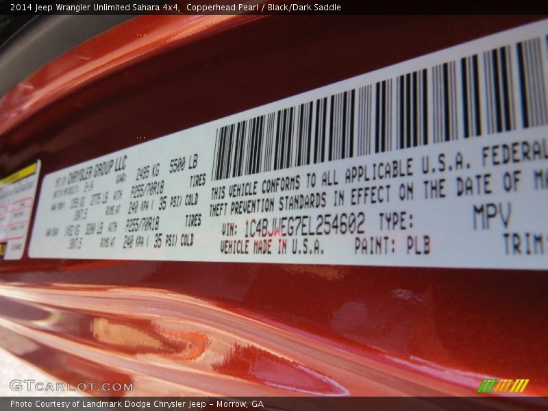 Copperhead Pearl / Black/Dark Saddle 2014 Jeep Wrangler Unlimited Sahara 4x4