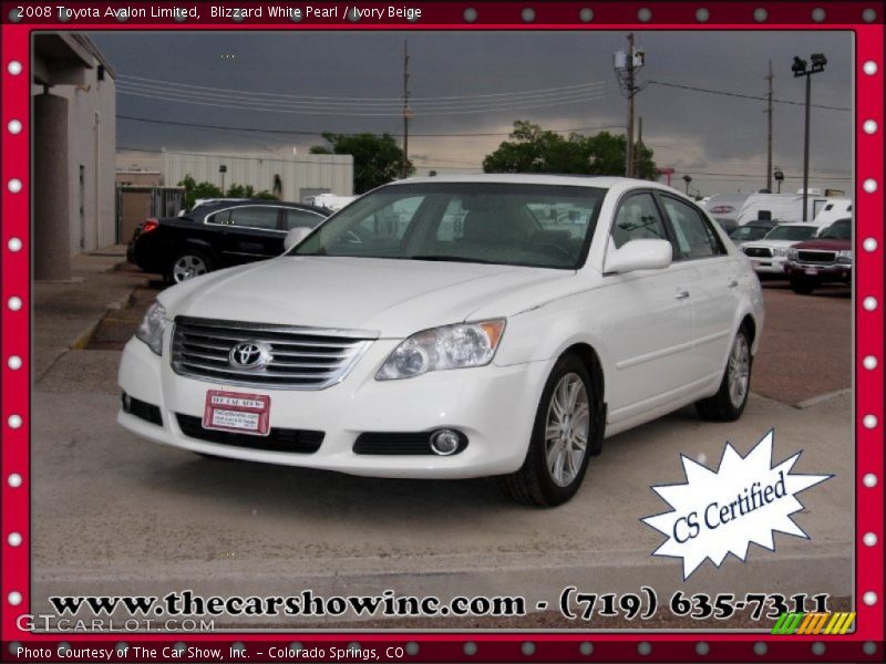 Blizzard White Pearl / Ivory Beige 2008 Toyota Avalon Limited