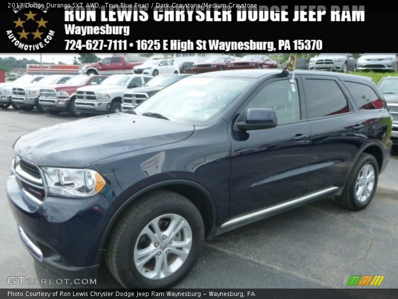 True Blue Pearl / Dark Graystone/Medium Graystone 2013 Dodge Durango SXT AWD