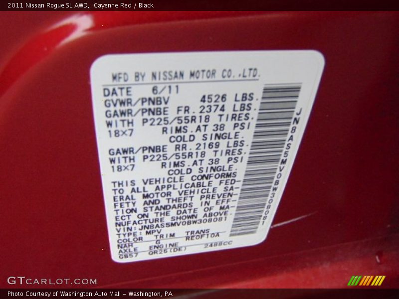 Cayenne Red / Black 2011 Nissan Rogue SL AWD