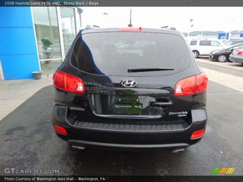 Ebony Black / Beige 2008 Hyundai Santa Fe SE 4WD