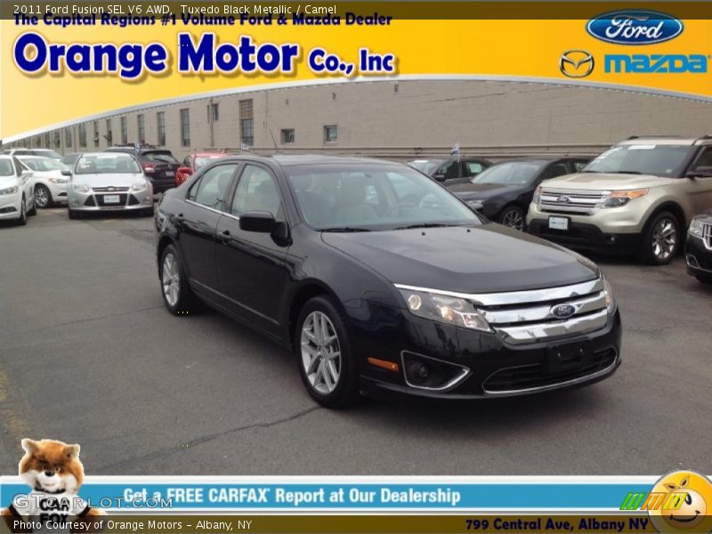 Tuxedo Black Metallic / Camel 2011 Ford Fusion SEL V6 AWD