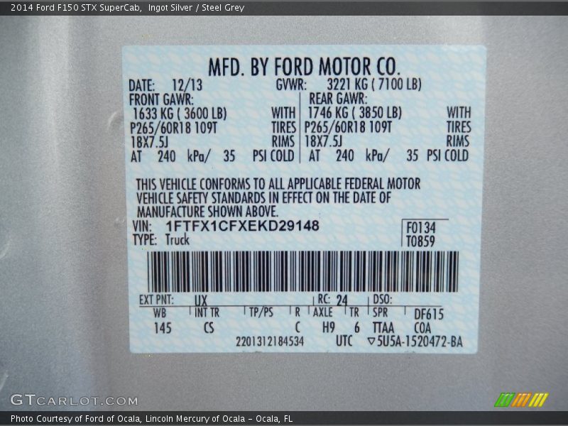 Ingot Silver / Steel Grey 2014 Ford F150 STX SuperCab