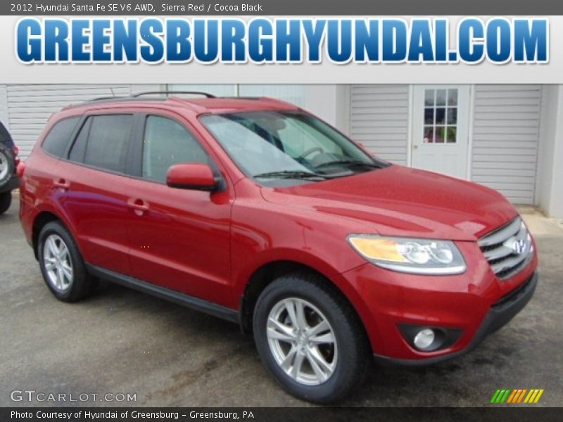 Sierra Red / Cocoa Black 2012 Hyundai Santa Fe SE V6 AWD