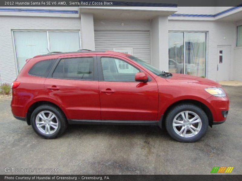 Sierra Red / Cocoa Black 2012 Hyundai Santa Fe SE V6 AWD