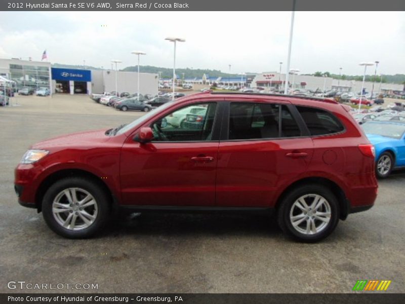 Sierra Red / Cocoa Black 2012 Hyundai Santa Fe SE V6 AWD