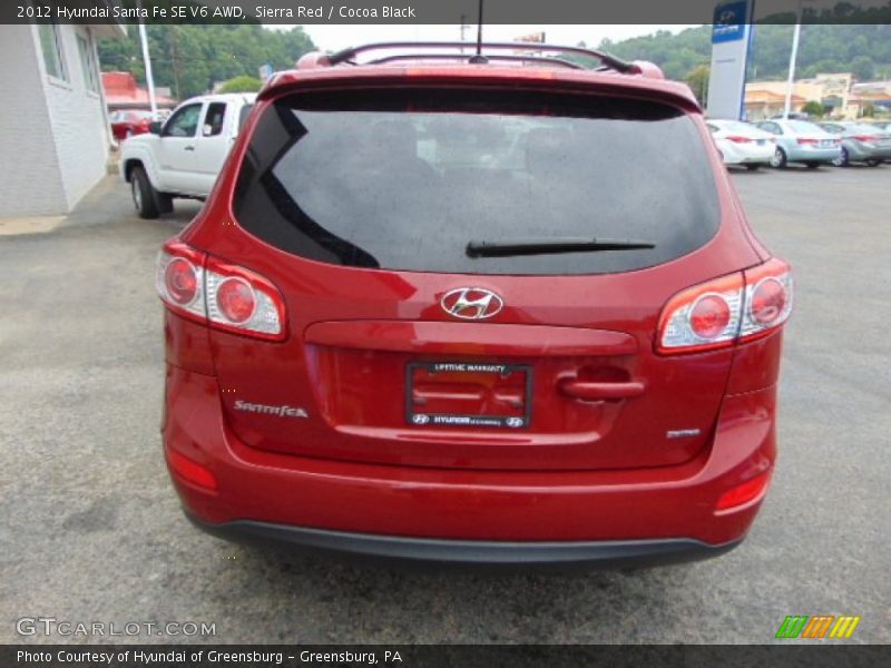 Sierra Red / Cocoa Black 2012 Hyundai Santa Fe SE V6 AWD