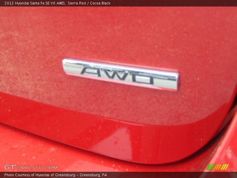 Sierra Red / Cocoa Black 2012 Hyundai Santa Fe SE V6 AWD