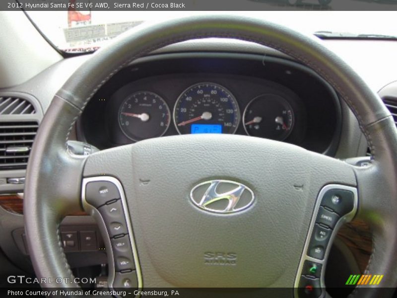 Sierra Red / Cocoa Black 2012 Hyundai Santa Fe SE V6 AWD