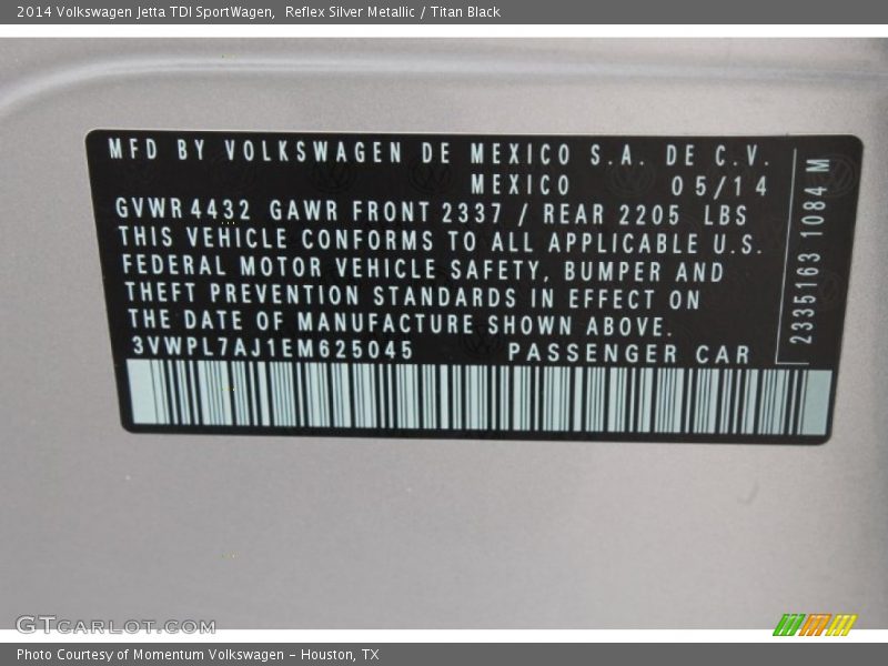Reflex Silver Metallic / Titan Black 2014 Volkswagen Jetta TDI SportWagen