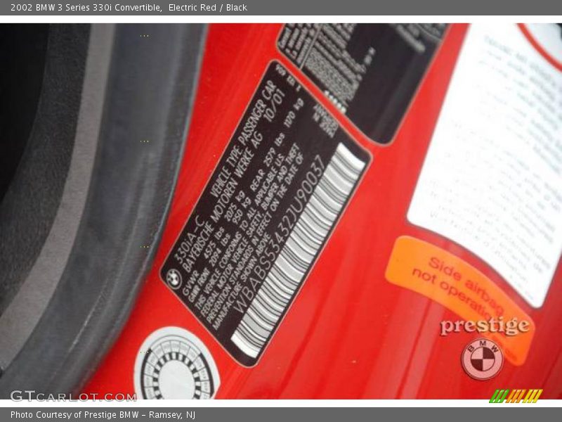 Electric Red / Black 2002 BMW 3 Series 330i Convertible