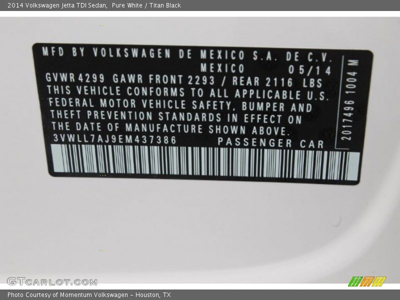 Pure White / Titan Black 2014 Volkswagen Jetta TDI Sedan