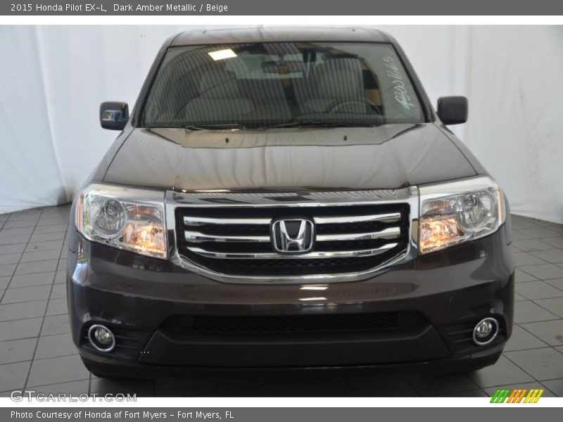 Dark Amber Metallic / Beige 2015 Honda Pilot EX-L