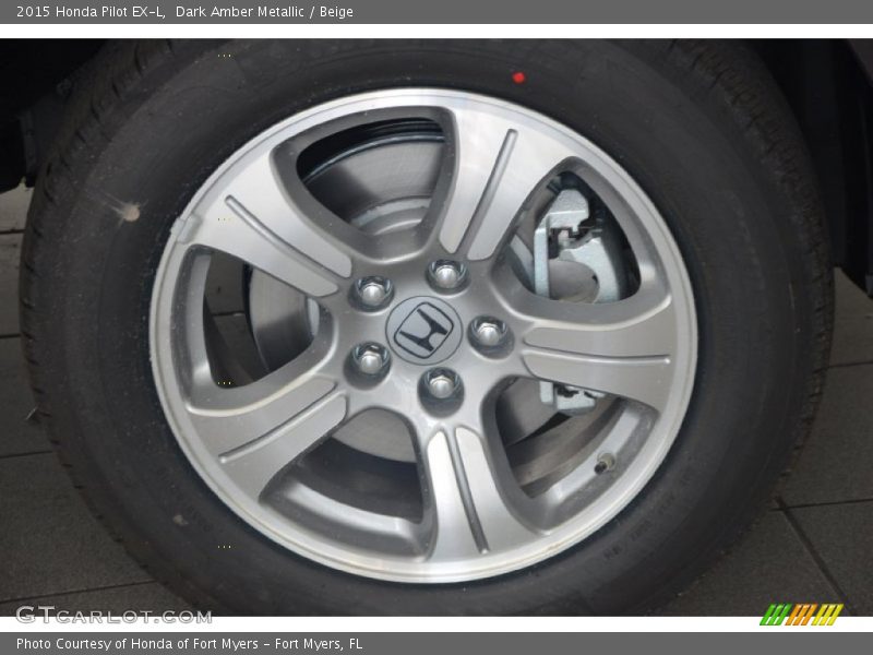 Dark Amber Metallic / Beige 2015 Honda Pilot EX-L