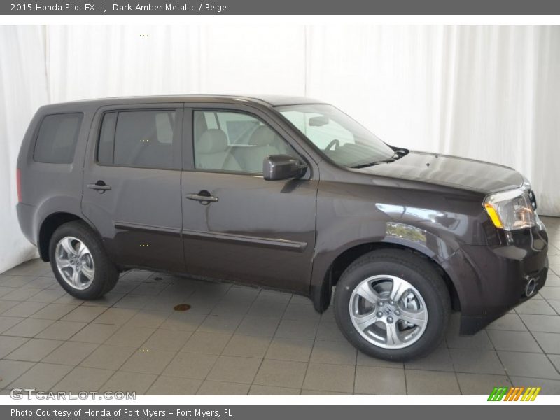 Dark Amber Metallic / Beige 2015 Honda Pilot EX-L