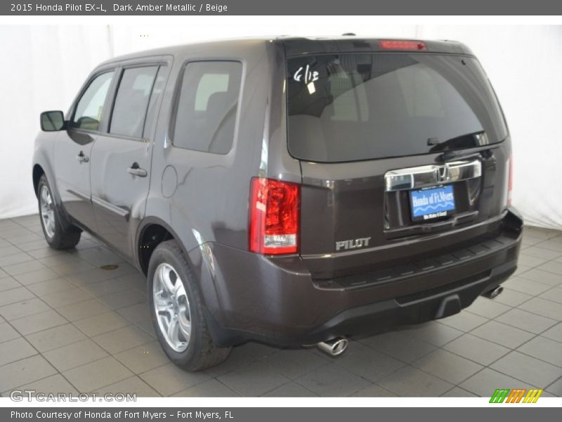Dark Amber Metallic / Beige 2015 Honda Pilot EX-L