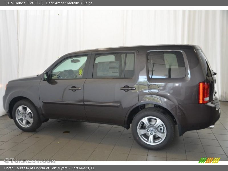 Dark Amber Metallic / Beige 2015 Honda Pilot EX-L
