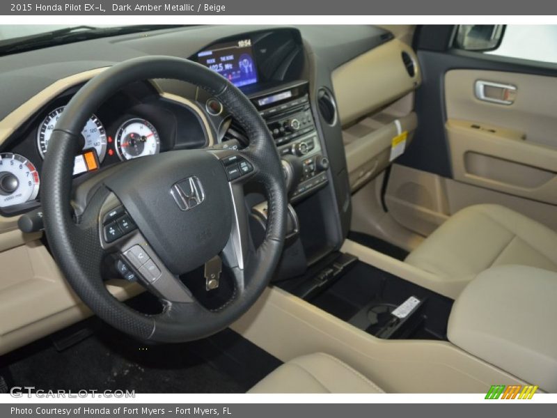 Dark Amber Metallic / Beige 2015 Honda Pilot EX-L