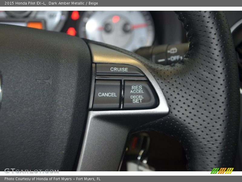 Dark Amber Metallic / Beige 2015 Honda Pilot EX-L