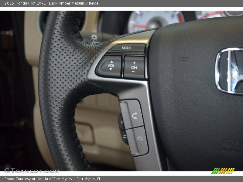 Dark Amber Metallic / Beige 2015 Honda Pilot EX-L