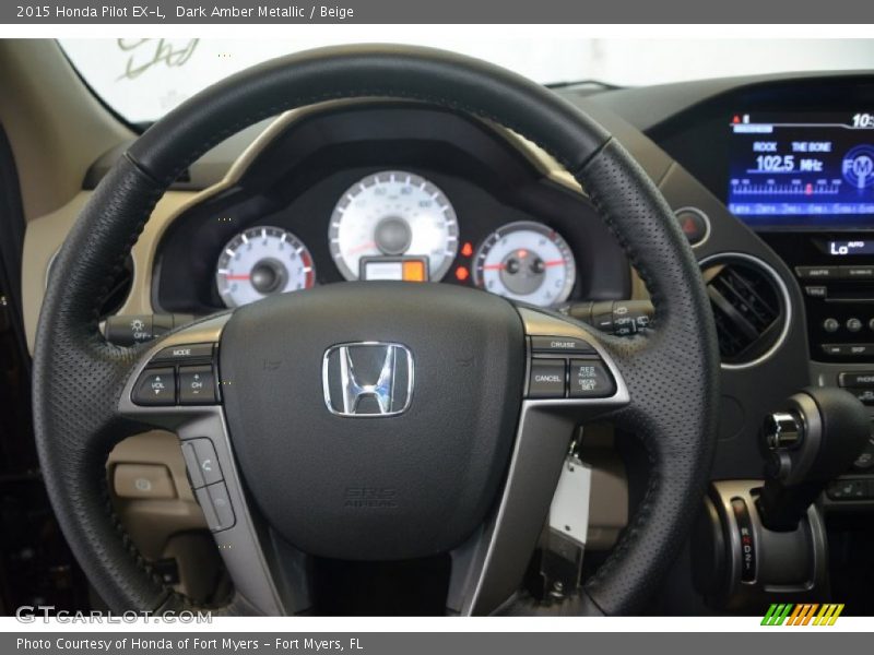 Dark Amber Metallic / Beige 2015 Honda Pilot EX-L