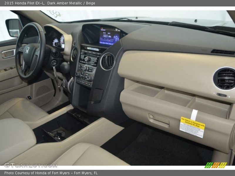 Dark Amber Metallic / Beige 2015 Honda Pilot EX-L