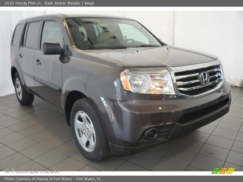 Dark Amber Metallic / Beige 2015 Honda Pilot LX