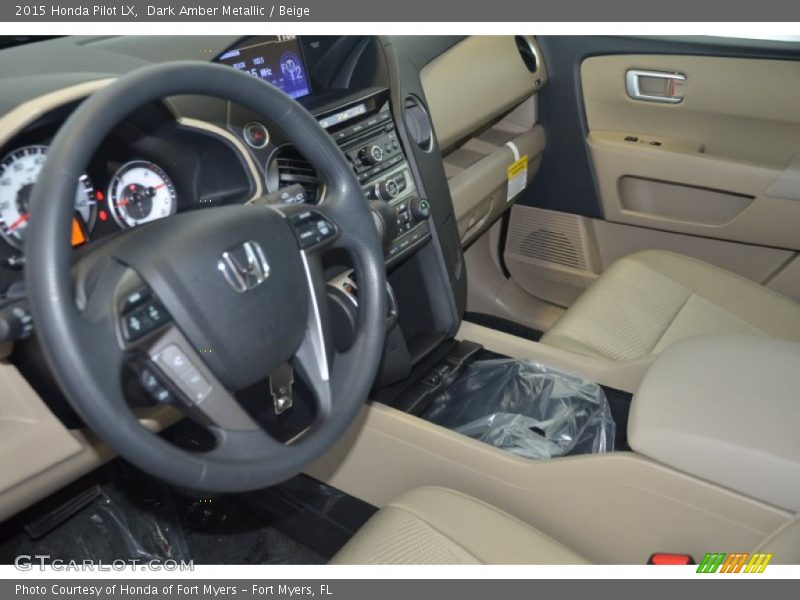 Dark Amber Metallic / Beige 2015 Honda Pilot LX