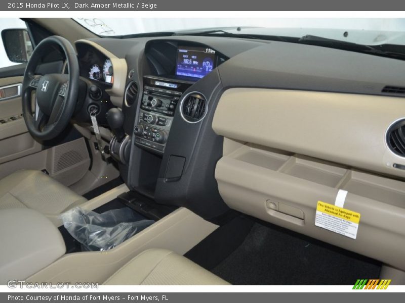 Dark Amber Metallic / Beige 2015 Honda Pilot LX