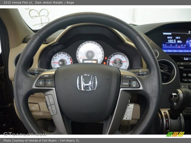 Dark Amber Metallic / Beige 2015 Honda Pilot LX