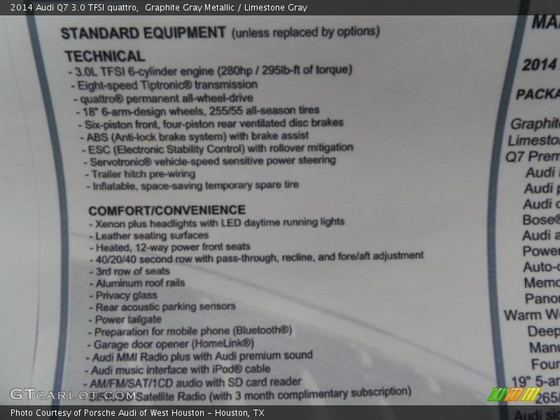  2014 Q7 3.0 TFSI quattro Window Sticker