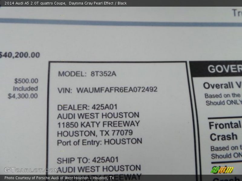 Daytona Gray Pearl Effect / Black 2014 Audi A5 2.0T quattro Coupe